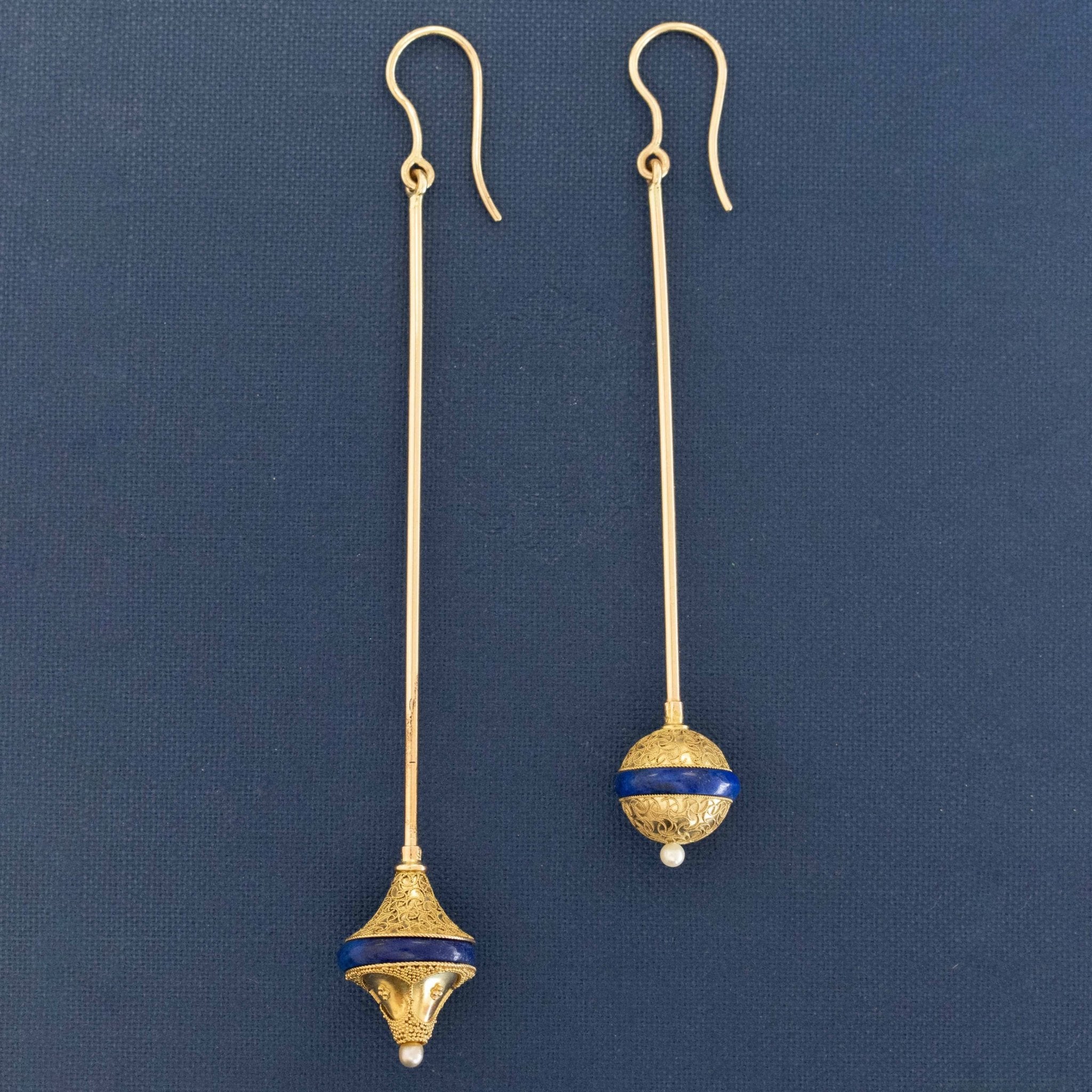 Etruscan Enamel Shoulder Duster Earrings