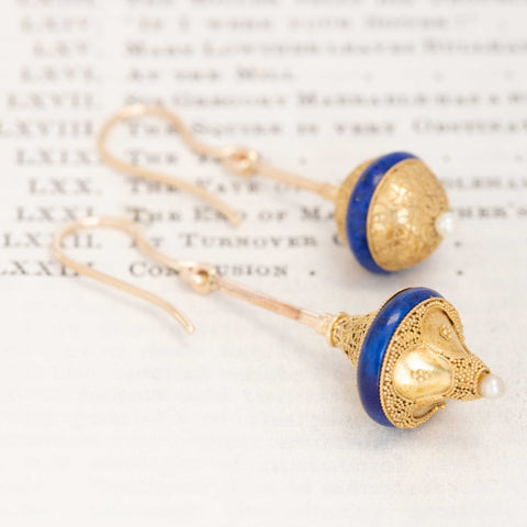 Etruscan Enamel Shoulder Duster Earrings