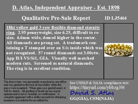 Flexible round brilliant diamond eternity band, 3.00ctw, 18K yellow gold – alternate view 4