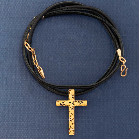 Ginkgo Cross Pendant by Carrera y Carrera