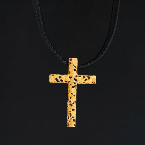 Ginkgo Cross Pendant by Carrera y Carrera