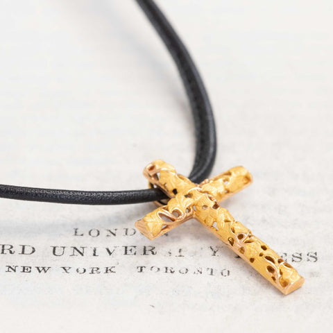 Ginkgo Cross Pendant by Carrera y Carrera