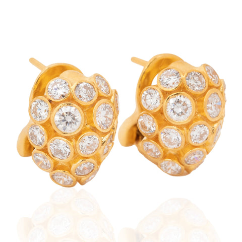 Gurhan 22K yellow gold diamond cluster earrings, 2.70ctw bezel-set round brilliants – alternate view 3