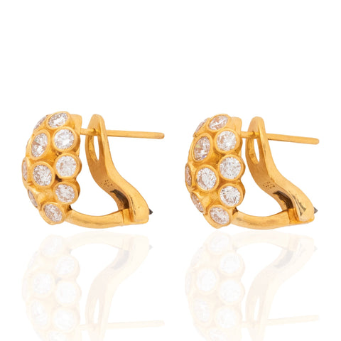 Gurhan 22K yellow gold diamond cluster earrings, 2.70ctw bezel-set round brilliants – alternate view 5