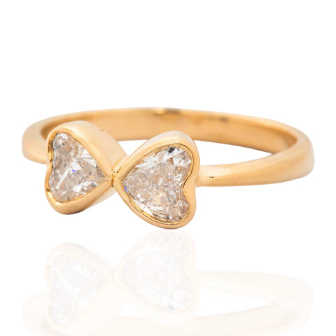 Heart cut diamond toi et moi ring, .67ctw, bezel set in 18K yellow gold – alternate view 5