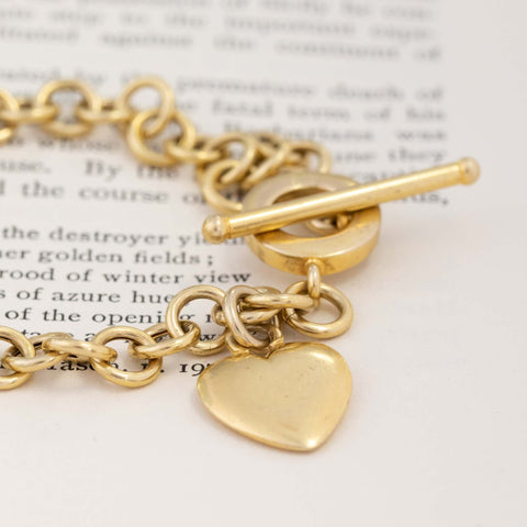 Heart & Toggle Chain Bracelet, 14kt