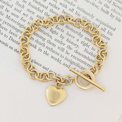 Heart & Toggle Chain Bracelet, 14kt