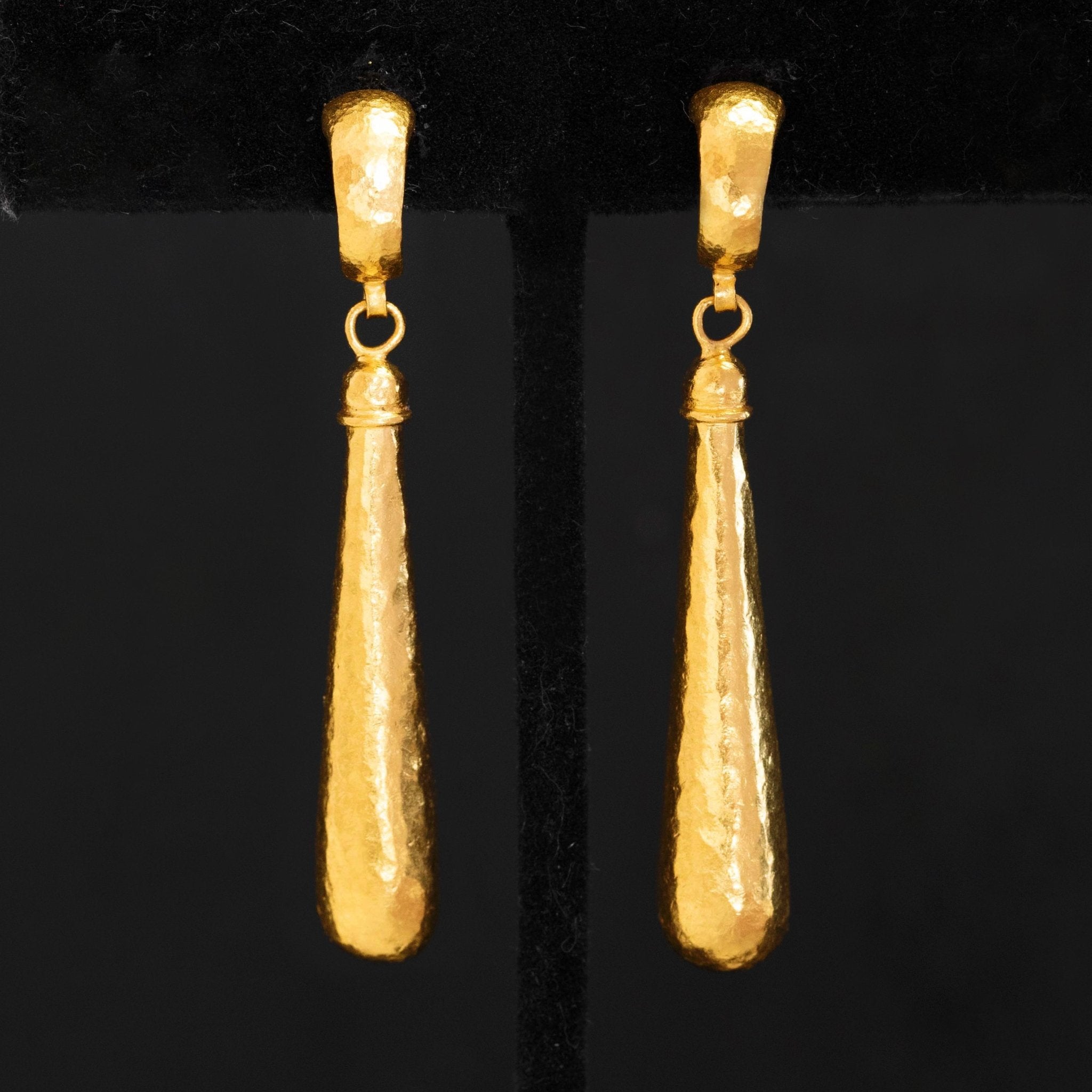 Gurhan 23k yellow gold elongated teardrop drop earrings