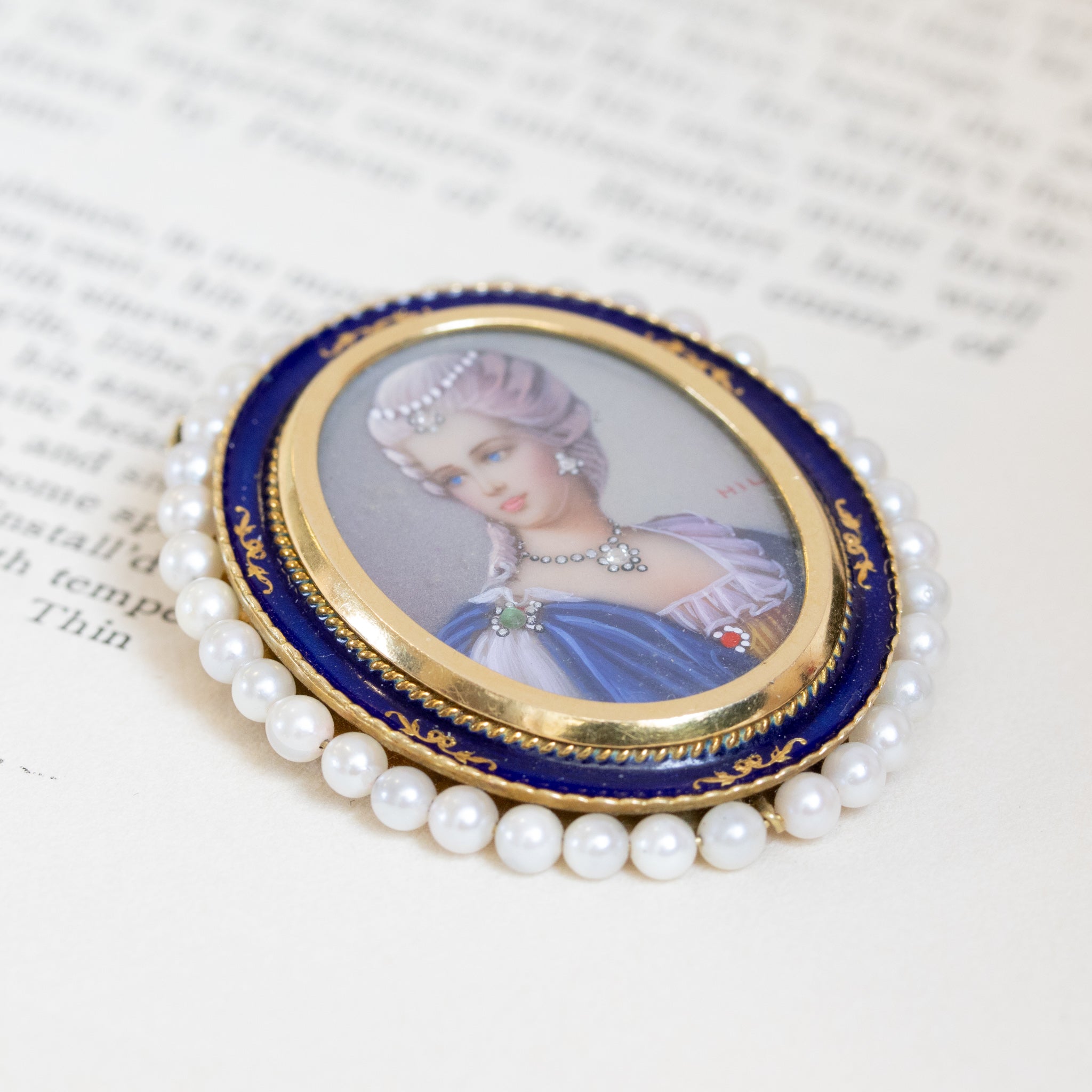 Italian Lady Portrait Pearl Brooch/Pendant By Corletto