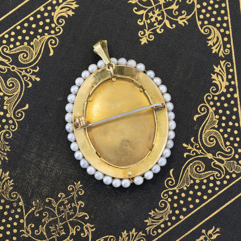 Italian Lady Portrait Pearl Brooch/Pendant By Corletto