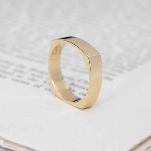 JbyG Square Shank Gender Neutral Band, 4.8mm in 20kt Yellow Gold