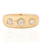 Jubilee cut diamond three-stone ring, .83ctw, flush set in 18K yellow gold