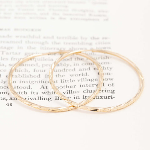 Large Vintage Textured Skinny Hoop Earrings