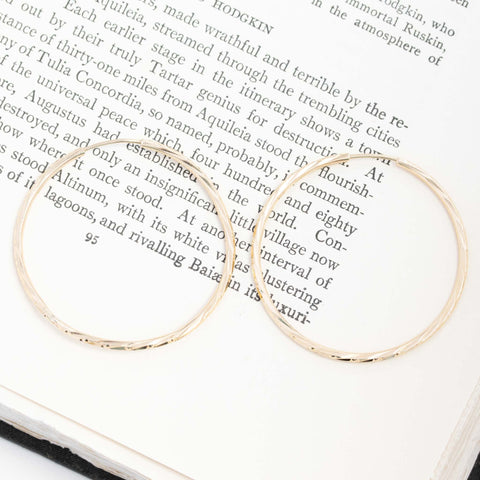 Large Vintage Textured Skinny Hoop Earrings