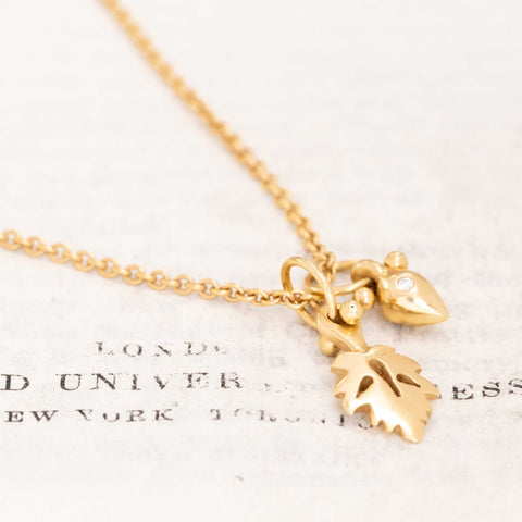 Leaf and Amphora Charm Necklace, by Balestra