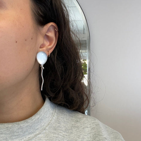 Moonstone Balloon Diamond Drop Earring, by Vhernier