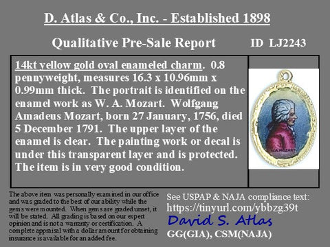 Mozart Portrait Enamel Charm