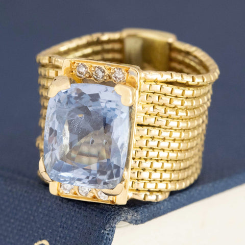 5ct (est) No-Heat Sapphire Bezel Chain Ring by H. Stern
