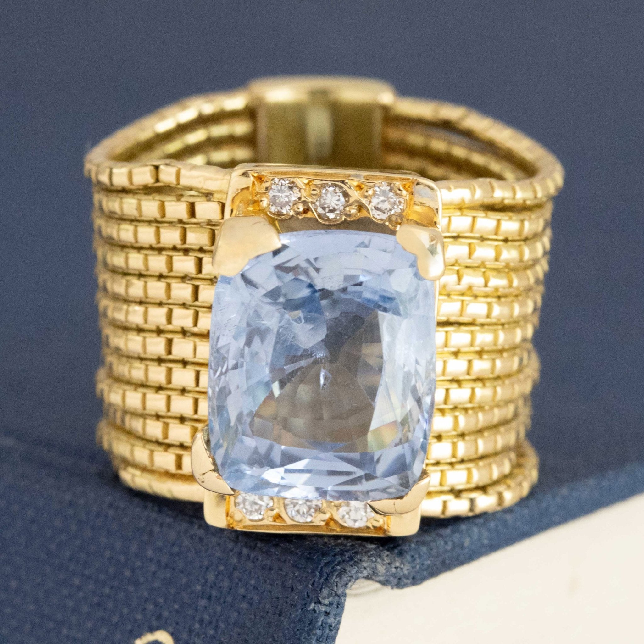 5ct (est) No-Heat Sapphire Bezel Chain Ring by H. Stern