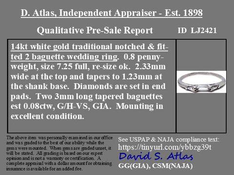 Notched Baguette Cut Diamond Band