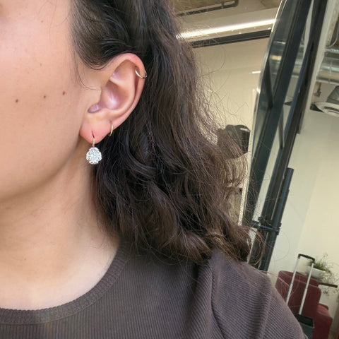 Old cut pear shaped diamond collet dormeuse drop earrings, 3.04ctw, GIA, 18K white and yellow gold – alternate view 2