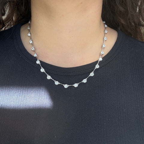 Old European cut diamond bezel bar link riviere necklace, 11.68ctw, platinum – alternate view 3