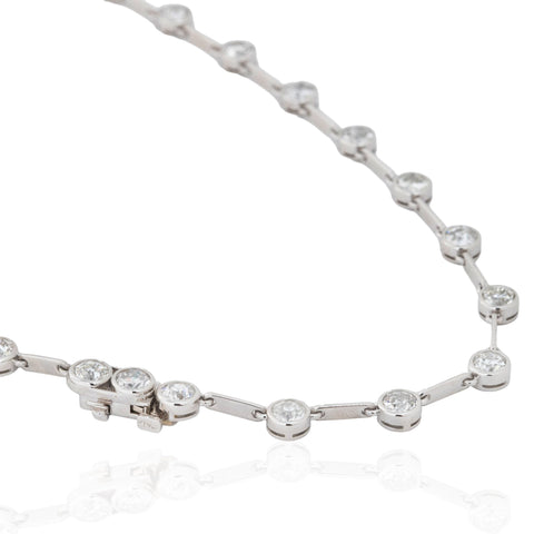 Old European cut diamond bezel bar link riviere necklace, 11.68ctw, platinum – alternate view 4