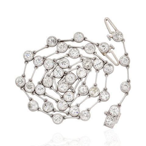 Old European cut diamond bezel bar link riviere necklace, 11.68ctw, platinum – alternate view 5
