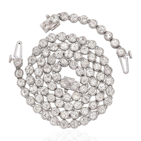 Old European cut diamond compass bezel riviere tennis necklace, 15.71ctw, platinum – alternate view 5
