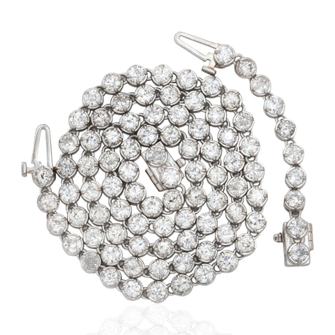 Old European cut diamond riviere tennis necklace, 14.20ctw, platinum, 16 to 18 inch – alternate view 5