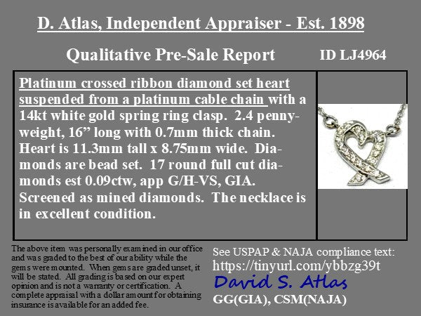 Discontinued platinum Paloma Picasso Loving Heart pendant