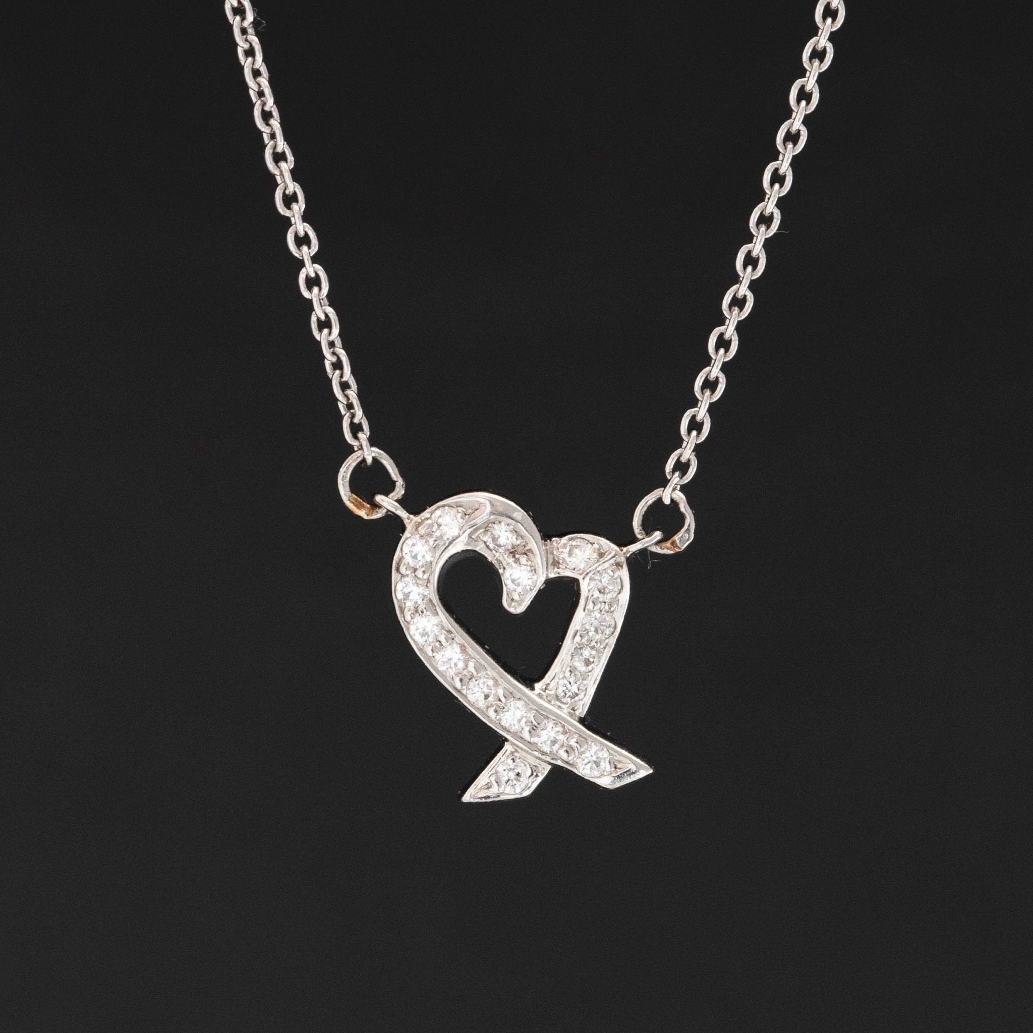 Paloma Picasso Loving Heart pendant in platinum with diamonds