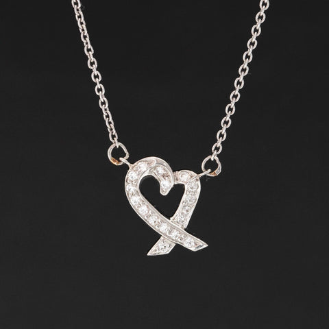 Paloma Picasso Loving Heart pendant in platinum with diamonds