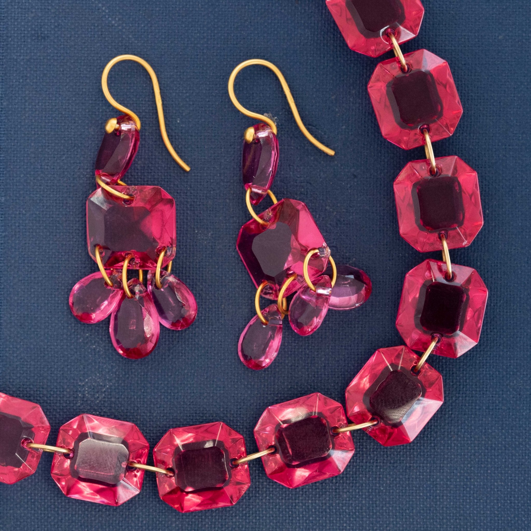 Pink Crystal Necklace and Earrings, by Baccarat