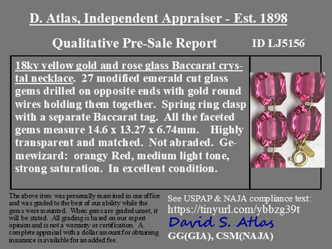 Pink Crystal Necklace and Earrings, by Baccarat