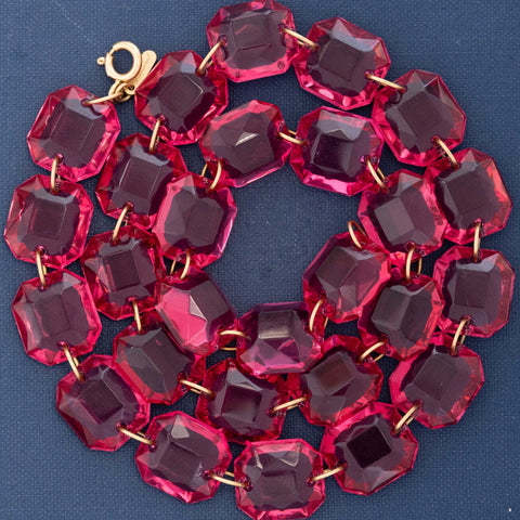 Pink Crystal Necklace and Earrings, by Baccarat