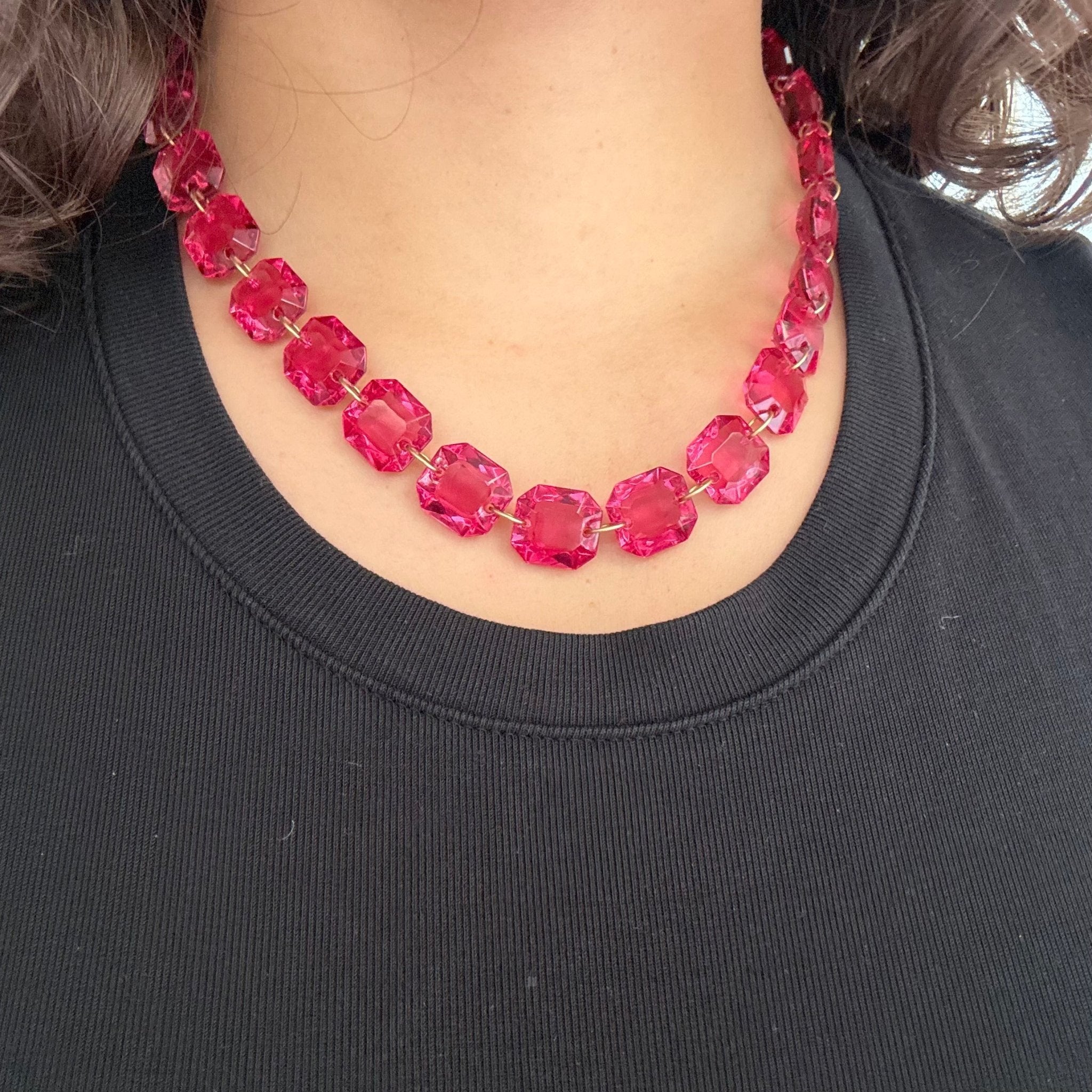 Pink Crystal Necklace and Earrings, by Baccarat