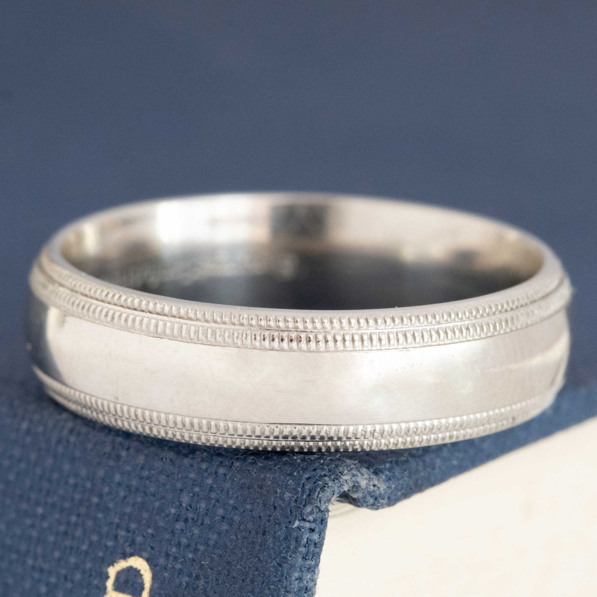 Platinum Double Milgrain Wedding Band