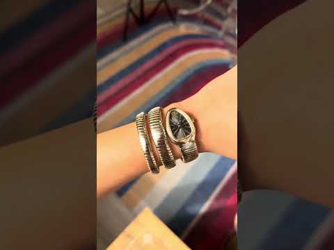 video of Iconic Bvlgari Serpenti watch with diamonds and double-wrap design