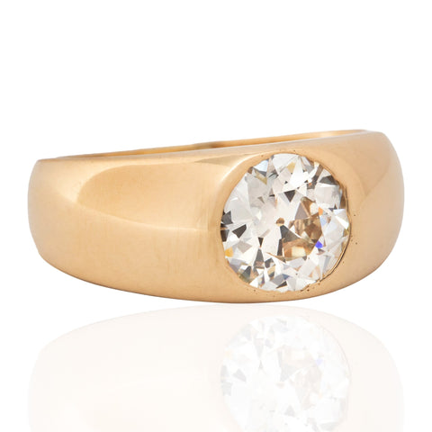 Antique Tiffany & Co. 1.33ct old European cut diamond flush-set solitaire ring in 18kt yellow gold, GIA – alternate view 3