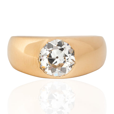 Antique Tiffany & Co. 1.33ct old European cut diamond flush-set solitaire ring in 18kt yellow gold, GIA