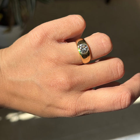 Antique Tiffany & Co. 1.33ct old European cut diamond flush-set solitaire ring in 18kt yellow gold, GIA – alternate view 2