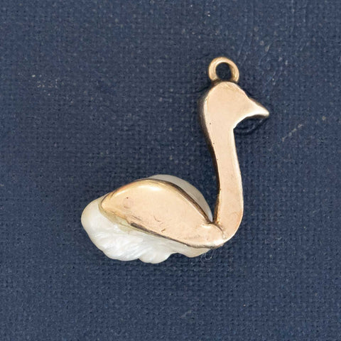RARE Antique Diamond & Pearl Swan Charm