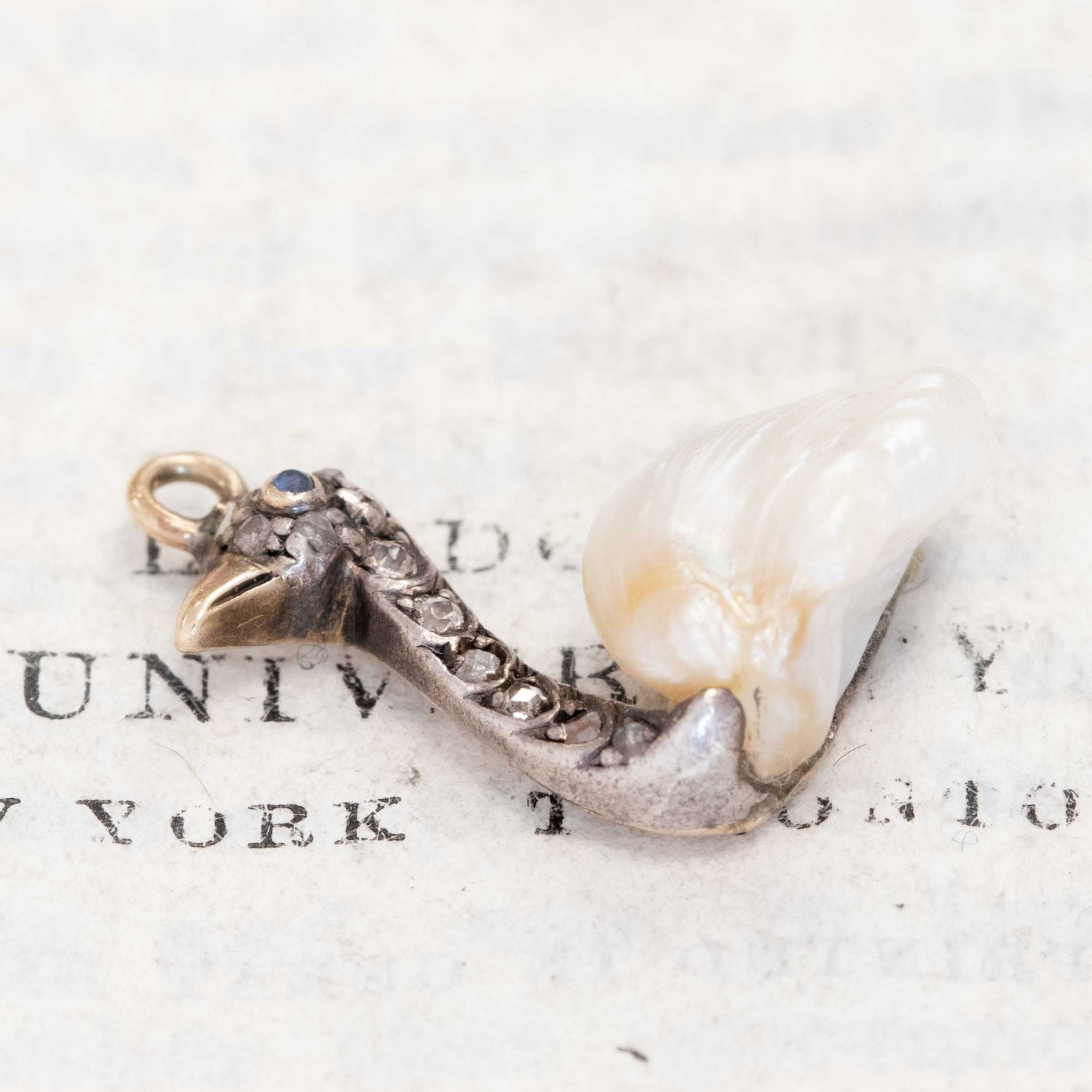 RARE Antique Diamond & Pearl Swan Charm