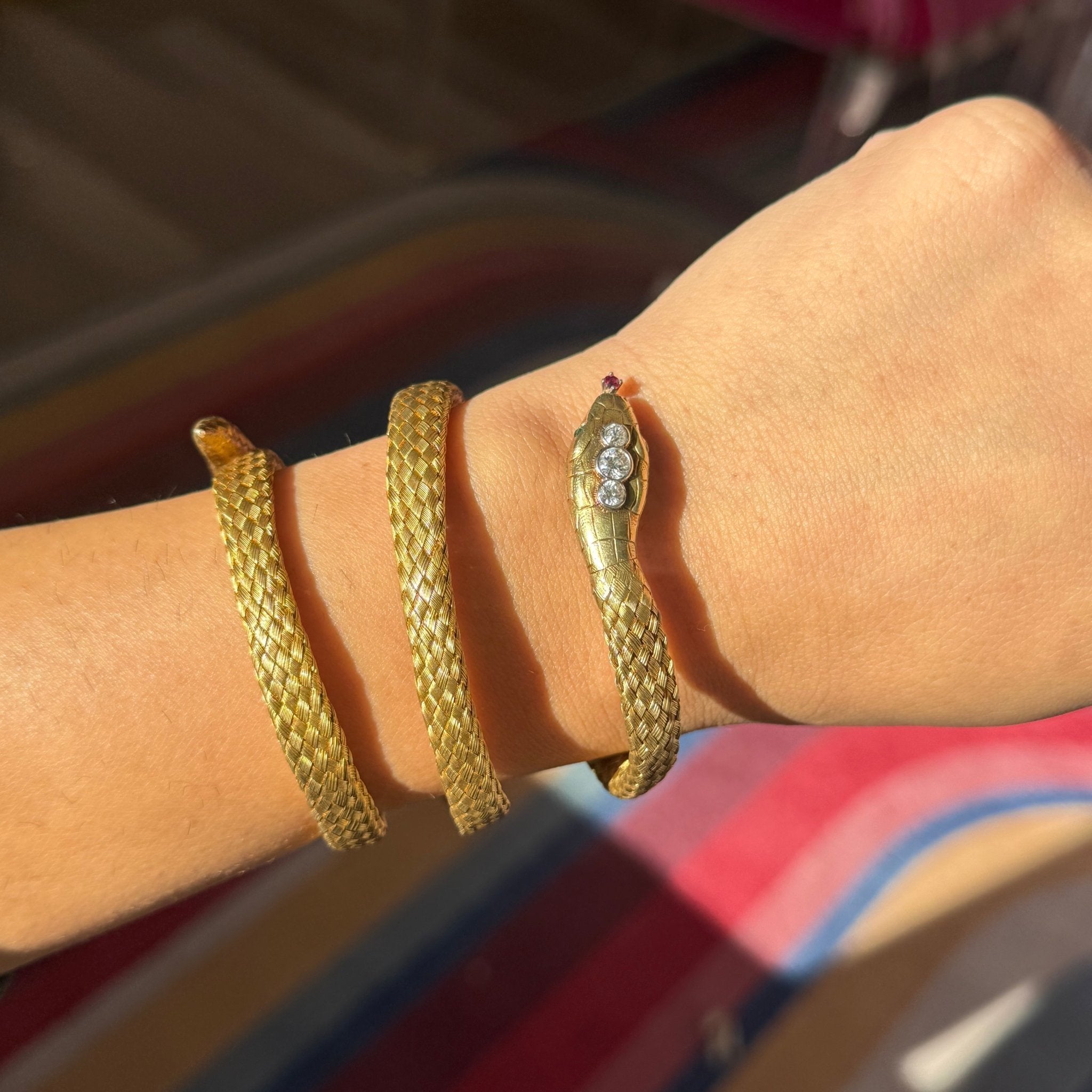 RARE Antique Diamond Serpent Wrap Bangle, by Tessier