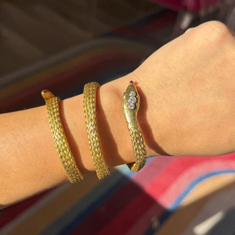 RARE Antique Diamond Serpent Wrap Bangle, by Tessier