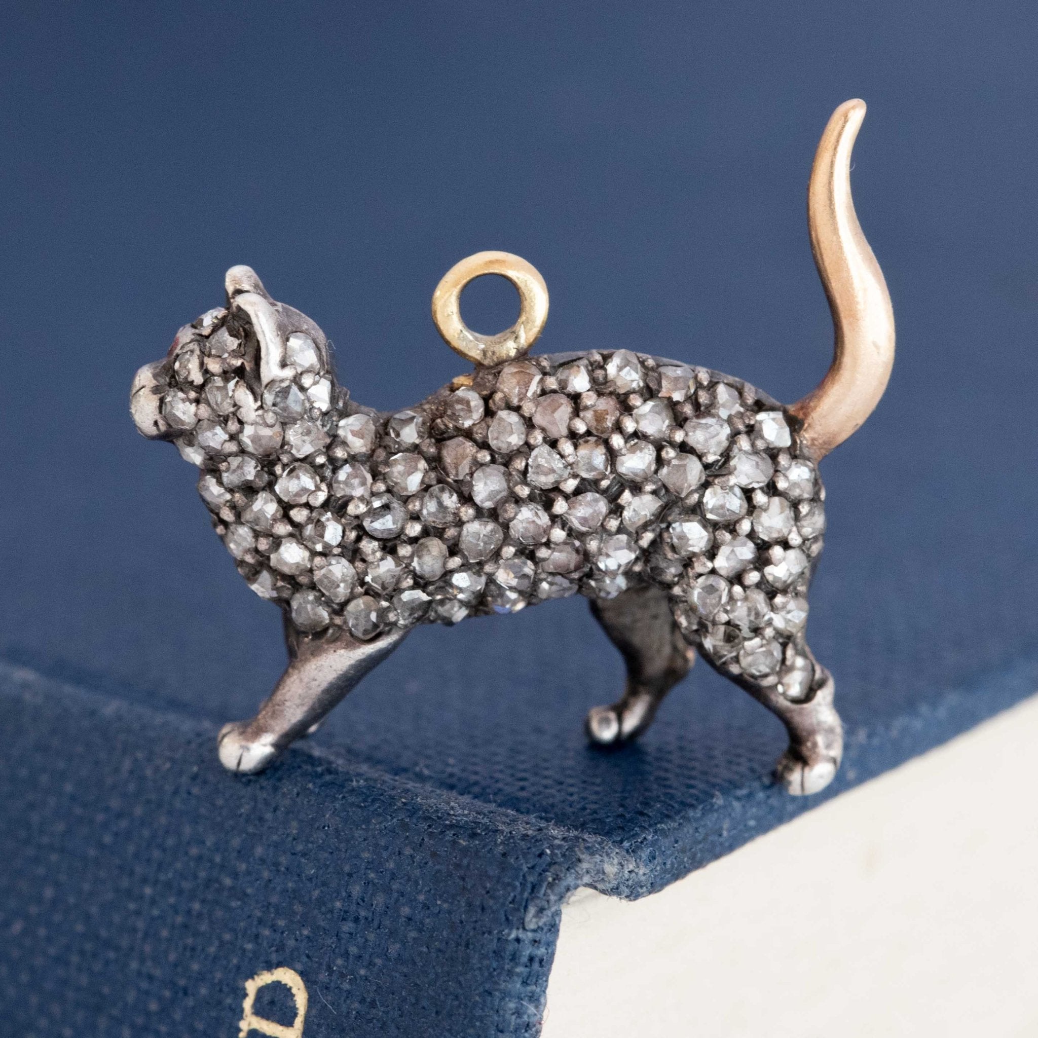 RARE Antique Rose Cut Diamond Cat Charm