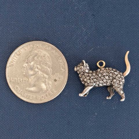 RARE Antique Rose Cut Diamond Cat Charm