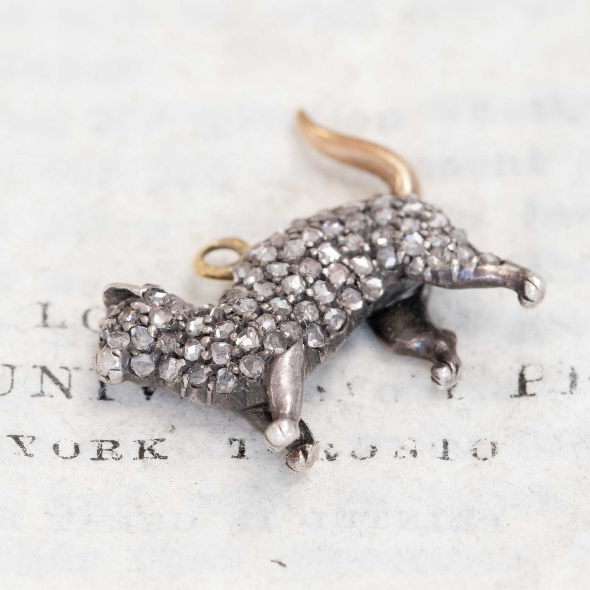 RARE Antique Rose Cut Diamond Cat Charm