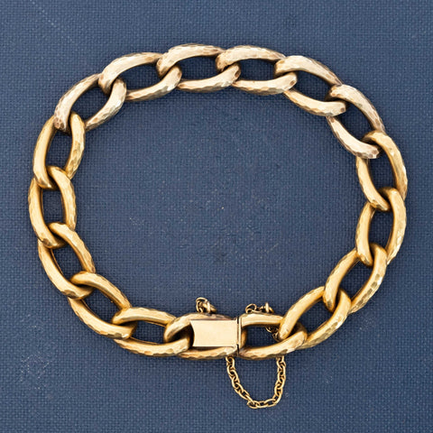 RARE Antique Rose Cut Diamond Curb Link Bracelet, French
